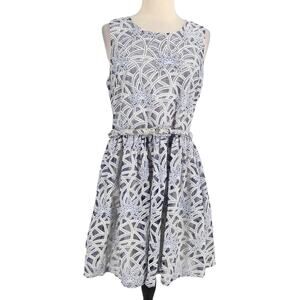 Yumi Lace dress Blue & White Fit & Flare Size US 8